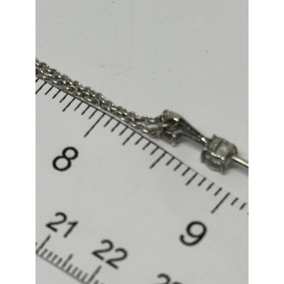 Minimalist CZ Drop Pendant Necklace | Silver-Tone Dainty Chain | Modern Simple J - Picture 5 of 9